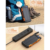 42800mAh Solar Power Bank, Portable Charger with QC 3.0, Flashlight, Orange