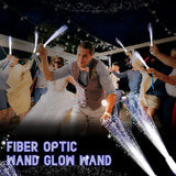 24Pc White Fiber Optic LED Wands 3-Mode Glow Sticks Party Wedding Decor
