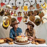 30 Pcs Wild West Cowboy Party Decorations With Banners Hanging Swirls Ceiling Streamers Balloons Paper Wheel Decorations For Birthday Baby Shower Western Theme Party Decor