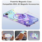 For 16E Case 2025 With Magnetic Invisible Ring Stand [Compatible With Magsafe], Full Body Rugged Slim Women Men Girl Shockproof Marble Pattern Design Case, Violet