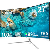 Z-Edge 27-Inch Curved Gaming Monitor, Full Hd 1080P 1920X1080 Led Backlight Monitor, With 100Hz Refresh Rate And Eye-Care Technology, 178° Wide View Angle, Vga+Hdmi