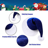 Blue Velvet Santa Hat Kids Unisex Plush Christmas New Year Party Supplies