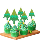 24pcs Christmas Tree Cupcake Toppers for Holiday Party Cake Decorations