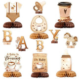12 Pieces Coffee Baby Shower Party Honeycomb Centerpieces Coffee Latte Centerpieces Baby Is Brewing Honeycomb Party Decorations 3D Photo Prop For Gender Reveal Party