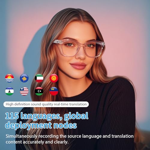AI Smart Glasses for Women Men, Real-Time Translation(160+ Languages), AI Noise Reduction with Photochromic Lenses, Open-Ear Bluetooth Audio Glasses,