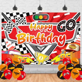 Lightning Car Happy Birthday Backdrop Banner Poster Cartoon Car Theme Party Decor