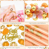 Little Pumpkin Fall Baby Shower Decorations Pumpkin Balloon Arch Kit with Backdrop Decor