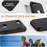 For Iphone Se Case 3Rd & 2Nd Generation, For Iphone Se 2022/2020 Built-In Screen Protector Heavy Duty Protective Shockproof 3-Layer Full Body Rugged Phone Cover, Black