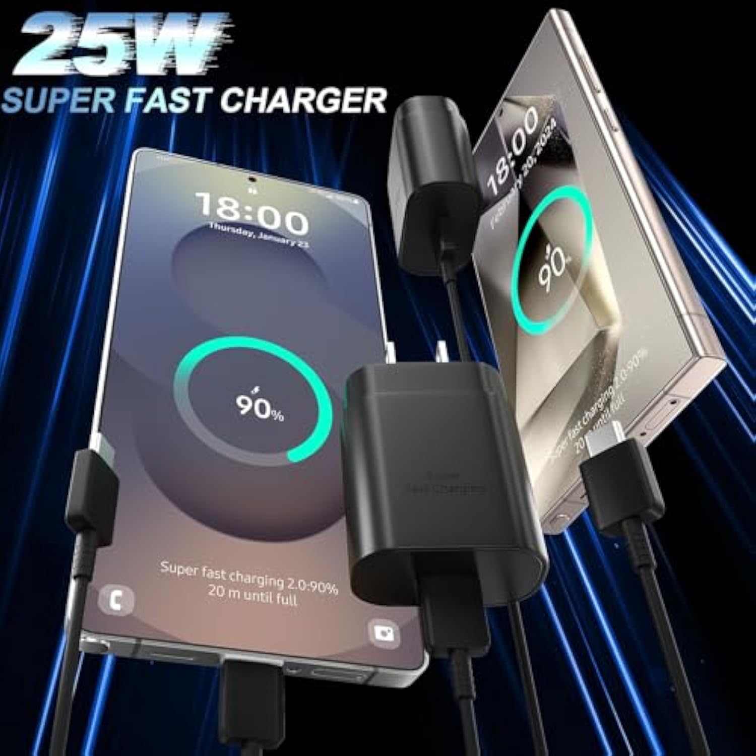 25W Super Fast Charger Type C Wall Charger Block With Charger Cable