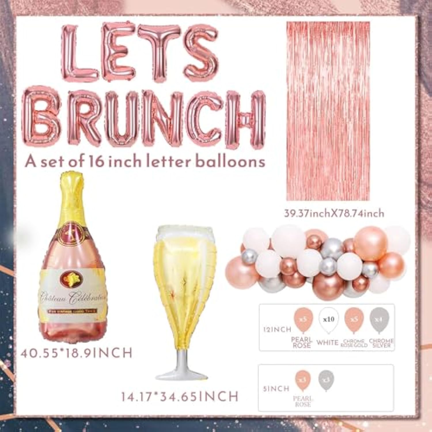 43 Pcs Lets Brunch Decoration Brunch And Bubbly Bridal Shower Decoration Lets Brunch Sign Banner Floral Bridal Shower Decoration