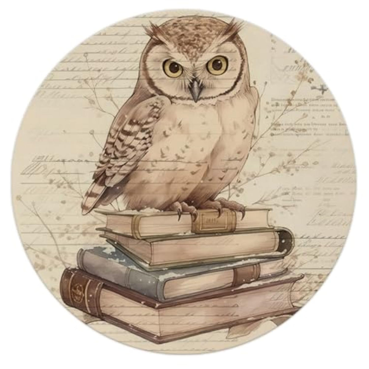 Owl Book Mouse Pad,Retro Trendy Non-Slip Rubber Base Mousepads For Home Office Dorm Desk Decor,Owl Gifts For Owl Lovers,8.7 X 8.7 Inch