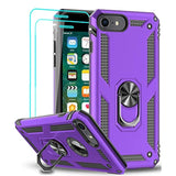Iphone Se Case With 2Pack Tempered Glass Screen Protector, -Grade Phone Case With Magnetic Ring Kickstand For Iphone Se 2022/2020, Purple