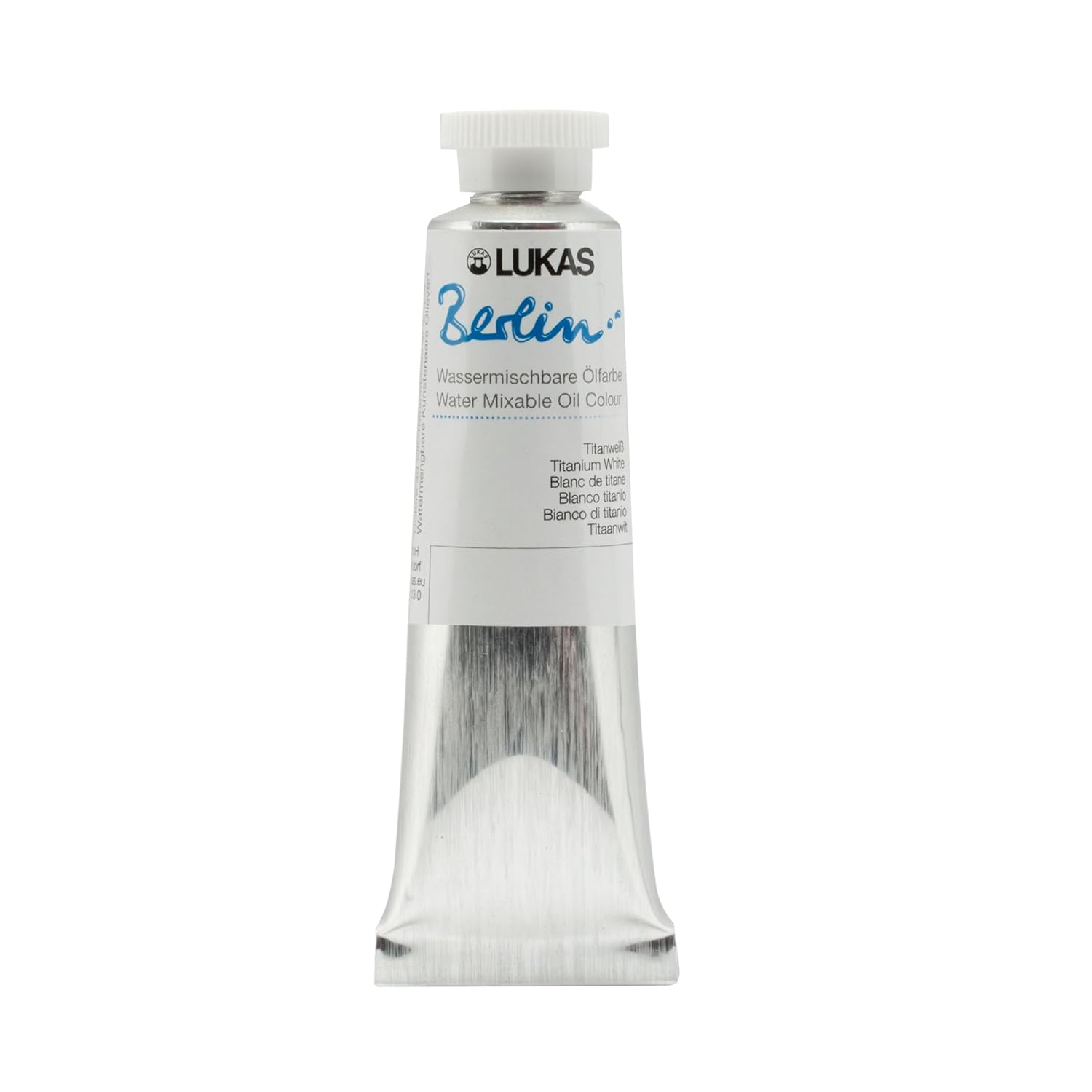 LUKAS Berlin Pro Artists Water Mixable Oil Paint 37 ml Tube Titanium White, Water Soluble, Lightfast Pigments, Quick Drying, Easy Clean-Up, Eco-Friendly, Professional Quality, 40 Color Range