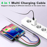 Multi Charging Cable(2Pack 6Ft), 4 In 1 Charger Cable Braided Multiple Usb Cable Universal Phone Charging Cord With Type-C, Micro Usb, Ip Port For Iphone16/15/14/13 Series/Cell Phones And More