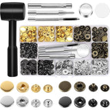15Mm Leather Snap Button Kits With Hammer Punch Spacer, 90 Sets Metal