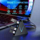 4-Port Usb 3.0 Hub, Flyingvhub Usb Hub Tower With 2 Ft Extended Cable,Usb Splitter For Laptop,Pc,Ps4,Ps5,Xbox,Mouse,Keyboard, Flash Drive, U-Disk (Black)