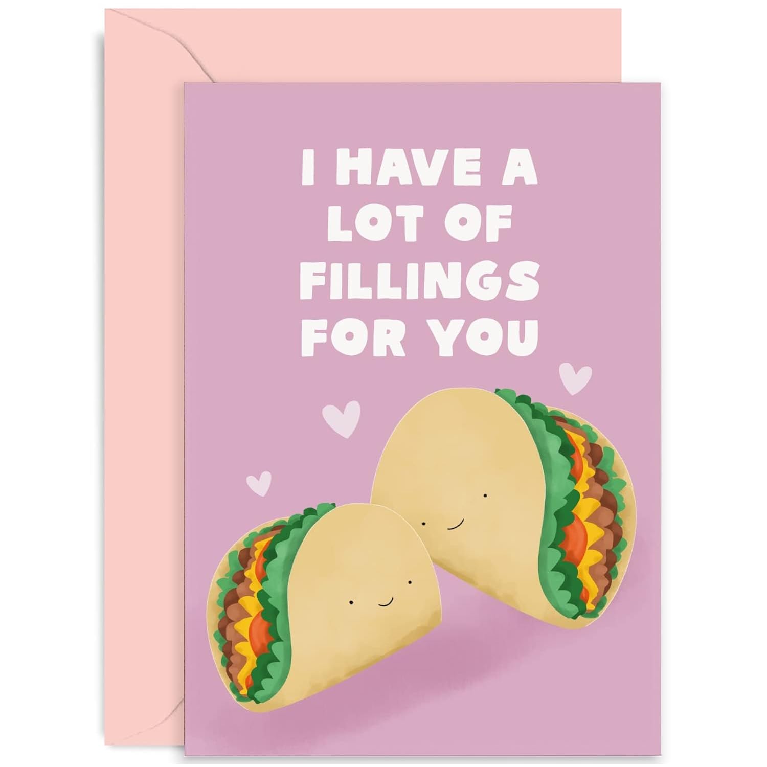 Old English Co. Cute 'Fillings For You' Taco Burrito Pun Valentine'S Day Card - Fun Card For Bff Bestie | Blank Inside Envelope