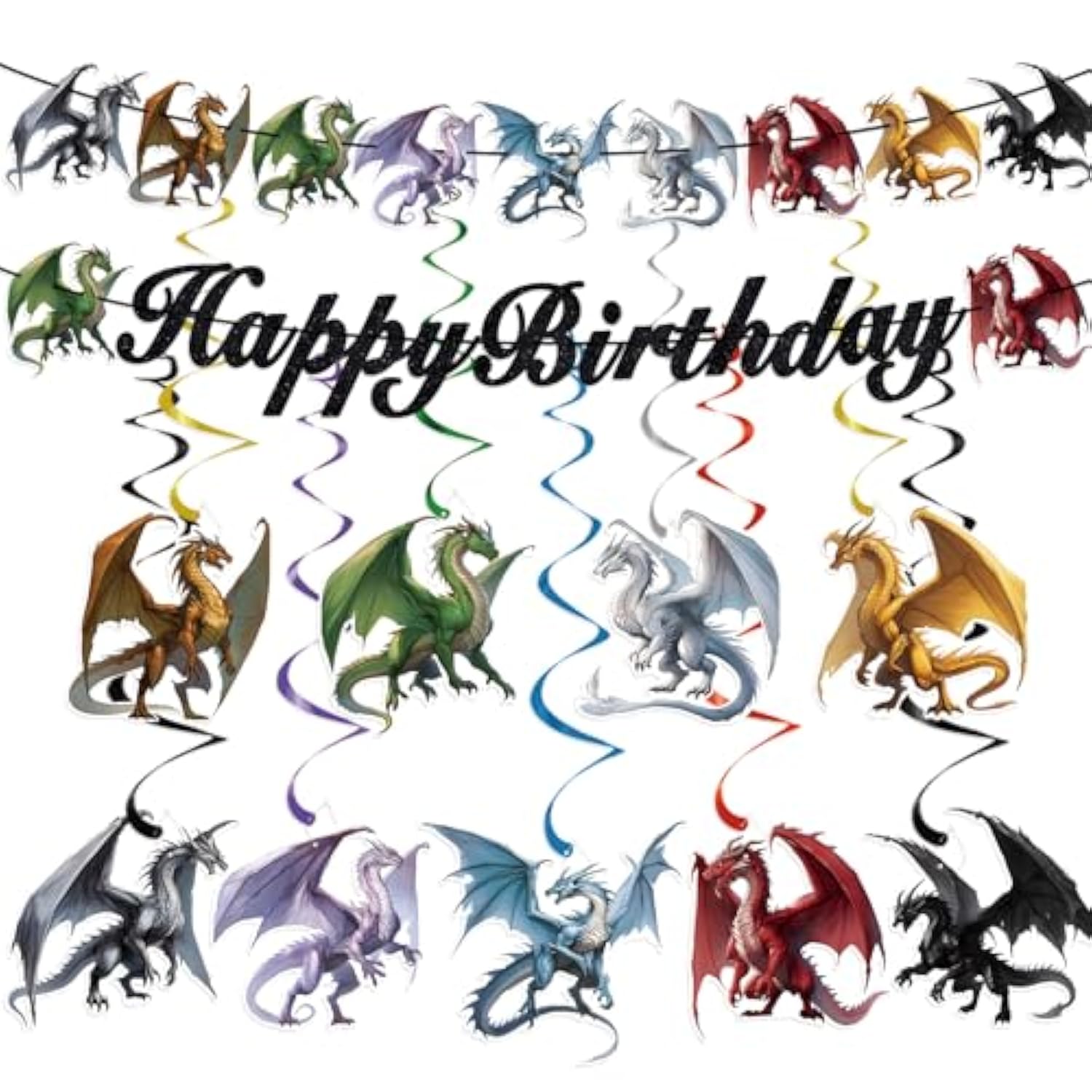 Pre-Assembled Dragon Birthday Party Decorations Dragon Themed Decor Dragon Party Favors Dragon Theme Birthday Decorations For Wall Door Window Ceiling Dragon Banners And Hanging Ceiling