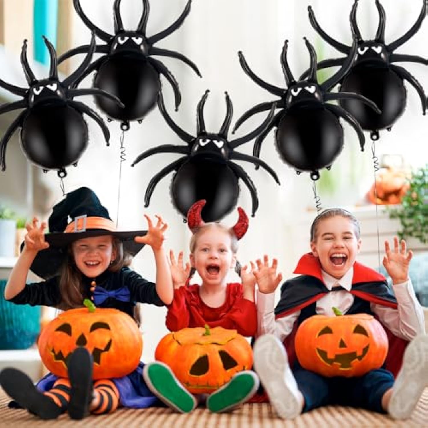 6 Pack Halloween Spider Balloons 33 Inch Black Foil Mylar Balloons Party Decorations