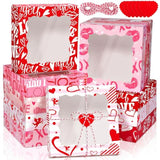 24 Packs Heart Cookie Boxes 10 X 10 X 2.5 Inches Heart Bakery Treat Boxes With Pvc Window Cupcake Treat Boxes With Heart Cards Favors For Wedding Cooking Party
