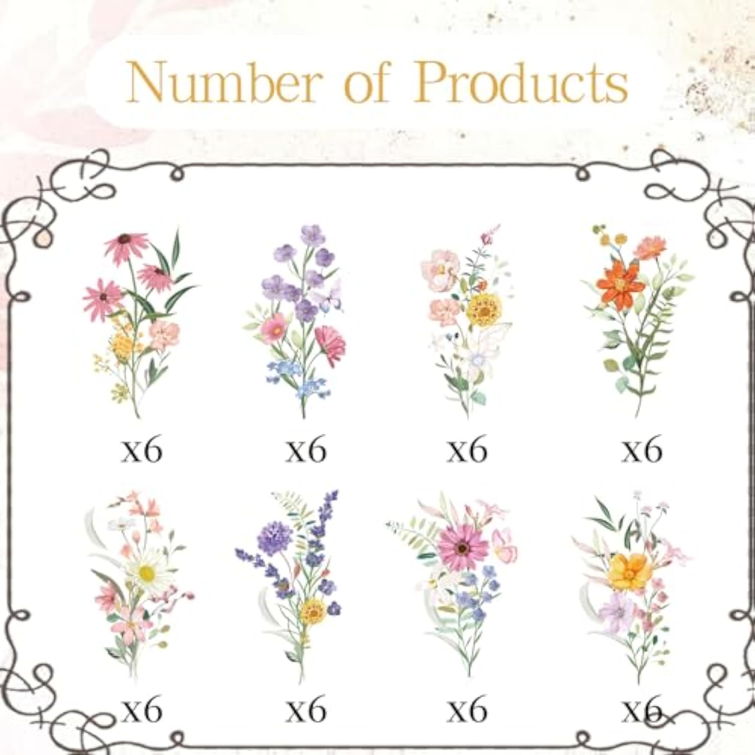 Wildflower Baby Shower Decorations, 48Pcs Flower Birthday Cupcake Toppers Baby In Bloom Decor, Floral Spring Party Wedding Bridal Shower Decoration