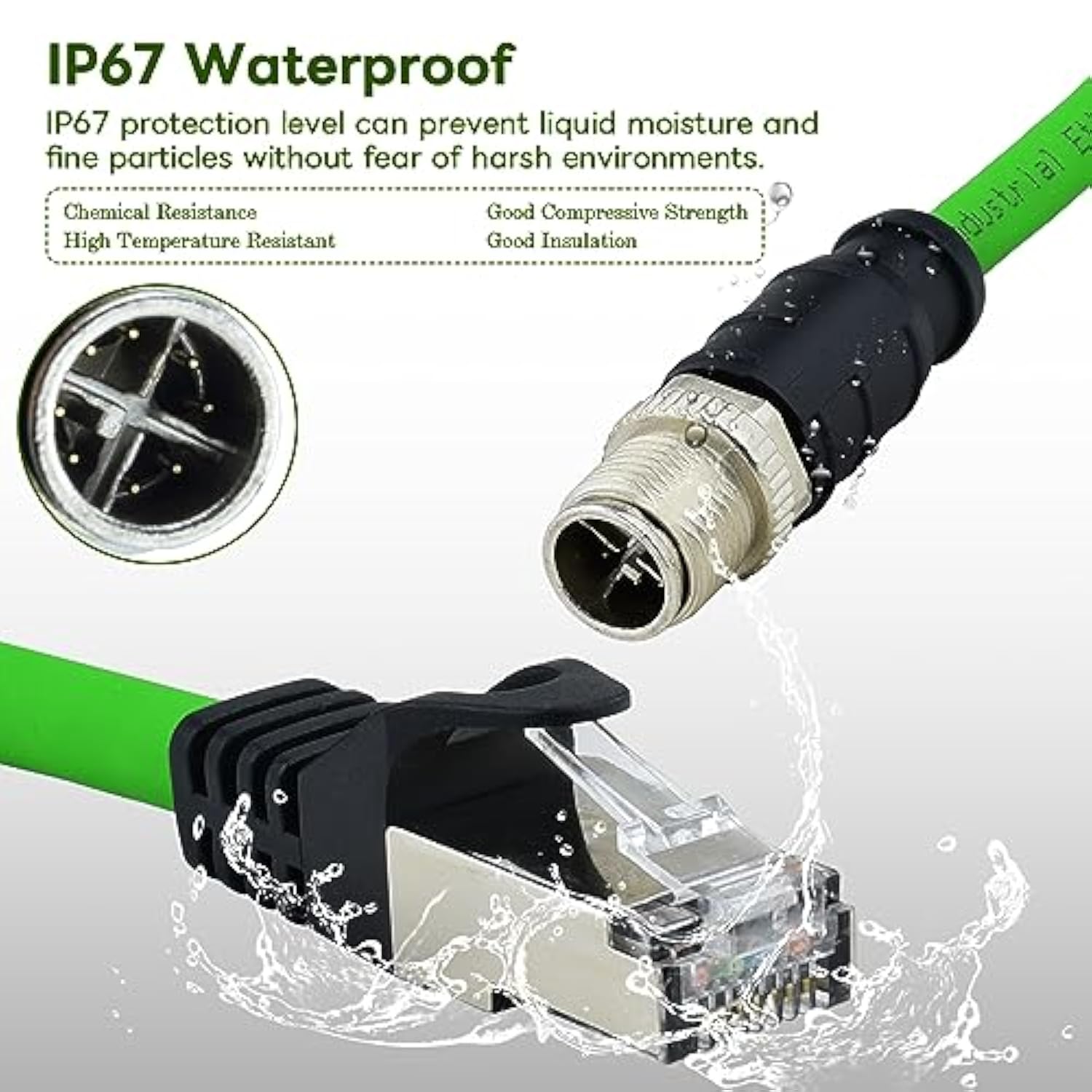 M12 X-Coded 8 Pin To Rj45 Cable Cat6A Industrial Ethernet Shielded Cable For C