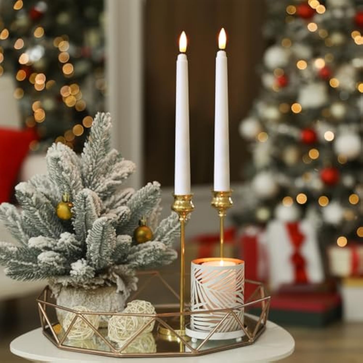 50 Pcs 8.5 Inch Flameless Taper Candles Battery Operated Taper Candles Bulk Led Flickering Flameless Candlesticks Realistic Candle Lights For Home Dinner Wedding Church Christmas Decor