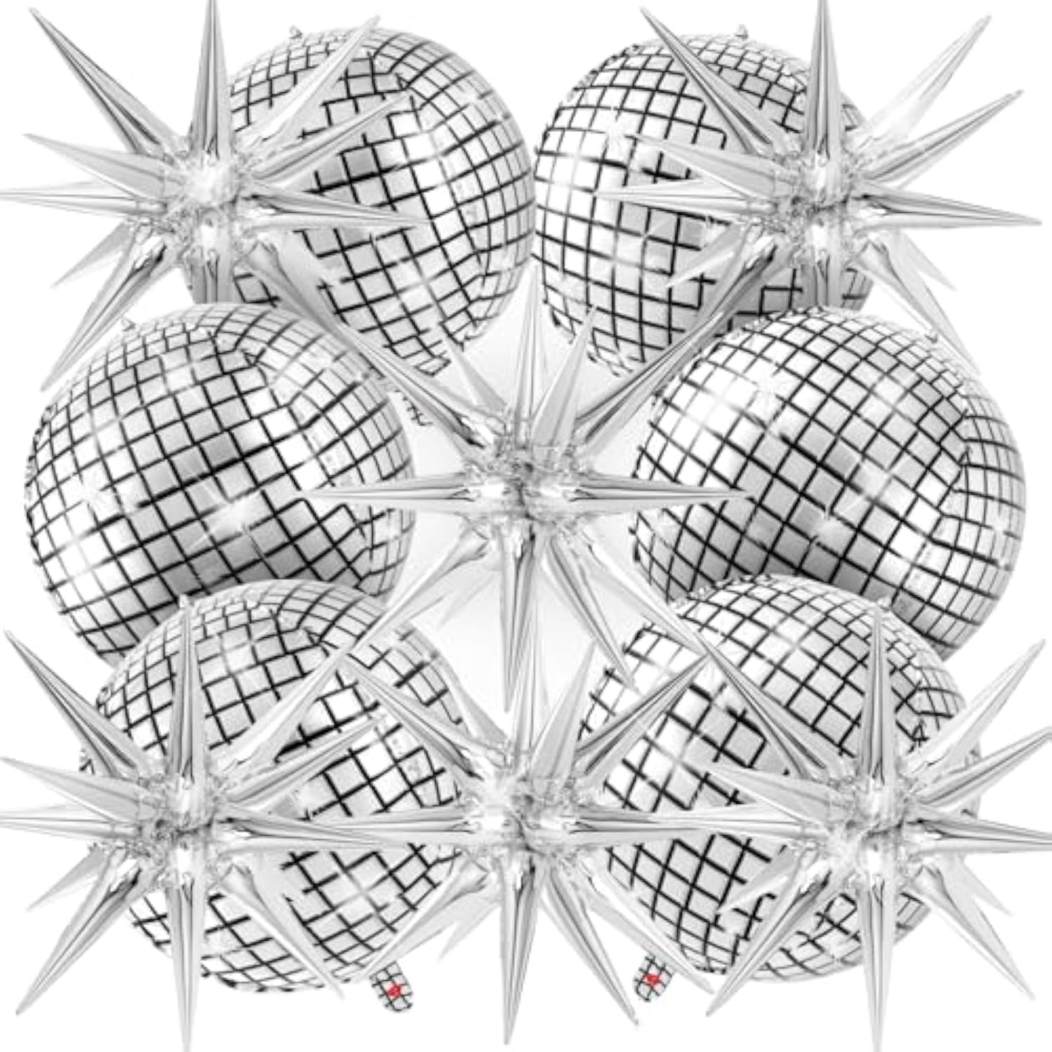 22" Silver Disco Ball & Star Foil Balloons for Birthday, Bachelorette & Holiday Decor