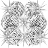 22" Silver Disco Ball & Star Foil Balloons for Birthday, Bachelorette & Holiday Decor
