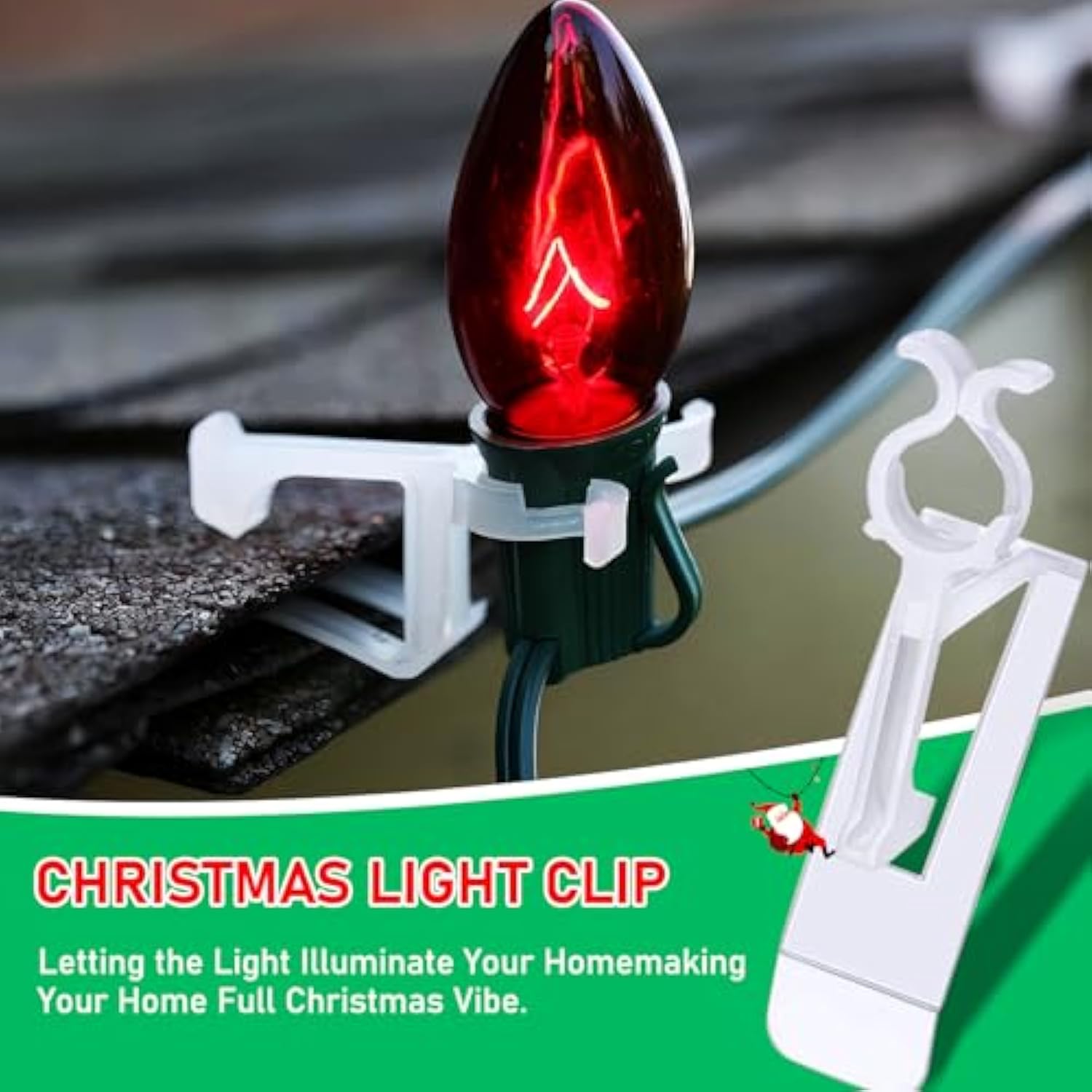 100 Pcs Christmas Light Clips - White Plastic Gutter Clips For Holiday String Lights - Weatherproof Decoration For Outside Roof Ridge Shingles Fence