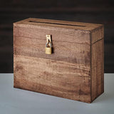 Wedding Card Box With Lock And Card Slit 12"X10"X4.5"- Distressed Gift Wishing Well Card Box For Weddings, Receptions, Birthdays, Graduations, Baby Showers, Honeymoon Funds (Burnt)
