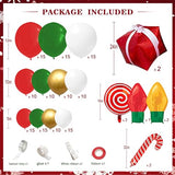 Christmas Balloon Arch Kit - 152 Pcs Red Green Gold Balloon Garland Decor with Candy Cane, Red Star Big Foil for Christma, Birthday, New Year Party Decorations