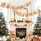 Gingerbread Christmas Decoration Merry Christmas Banner,3 Pcs Gingerbread Christmas Garland,Xmas Backdrop Cute Hanging Decor For Wall, Tree, Door, Yard, Home, Office, Indoor Outdoor.