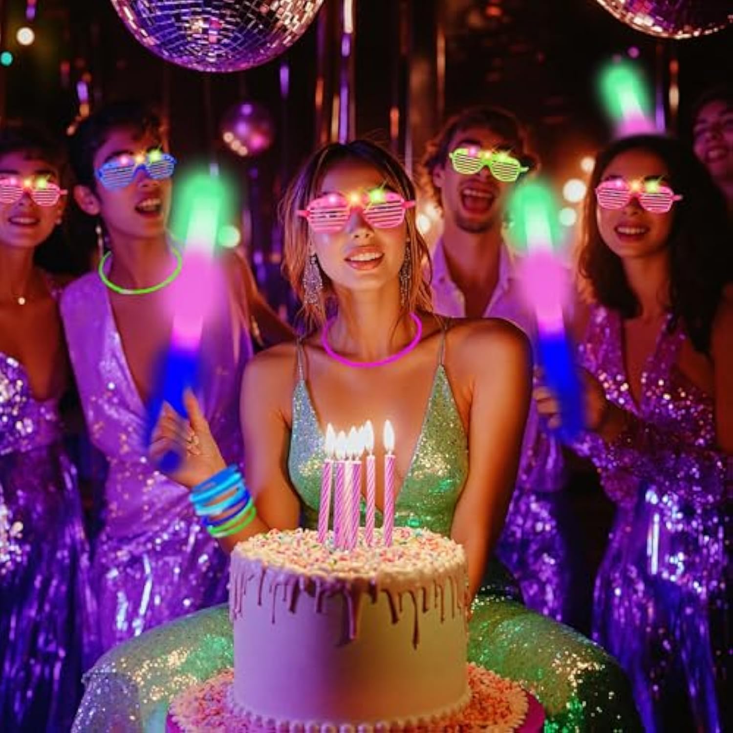 136-Piece Glow Party Supplies Kit: 24 Foam Glow Sticks, 12 Led Glasses & 100 Glow Sticks For Weddings, Raves, Concerts - Bulk Light Up Party Accessories.