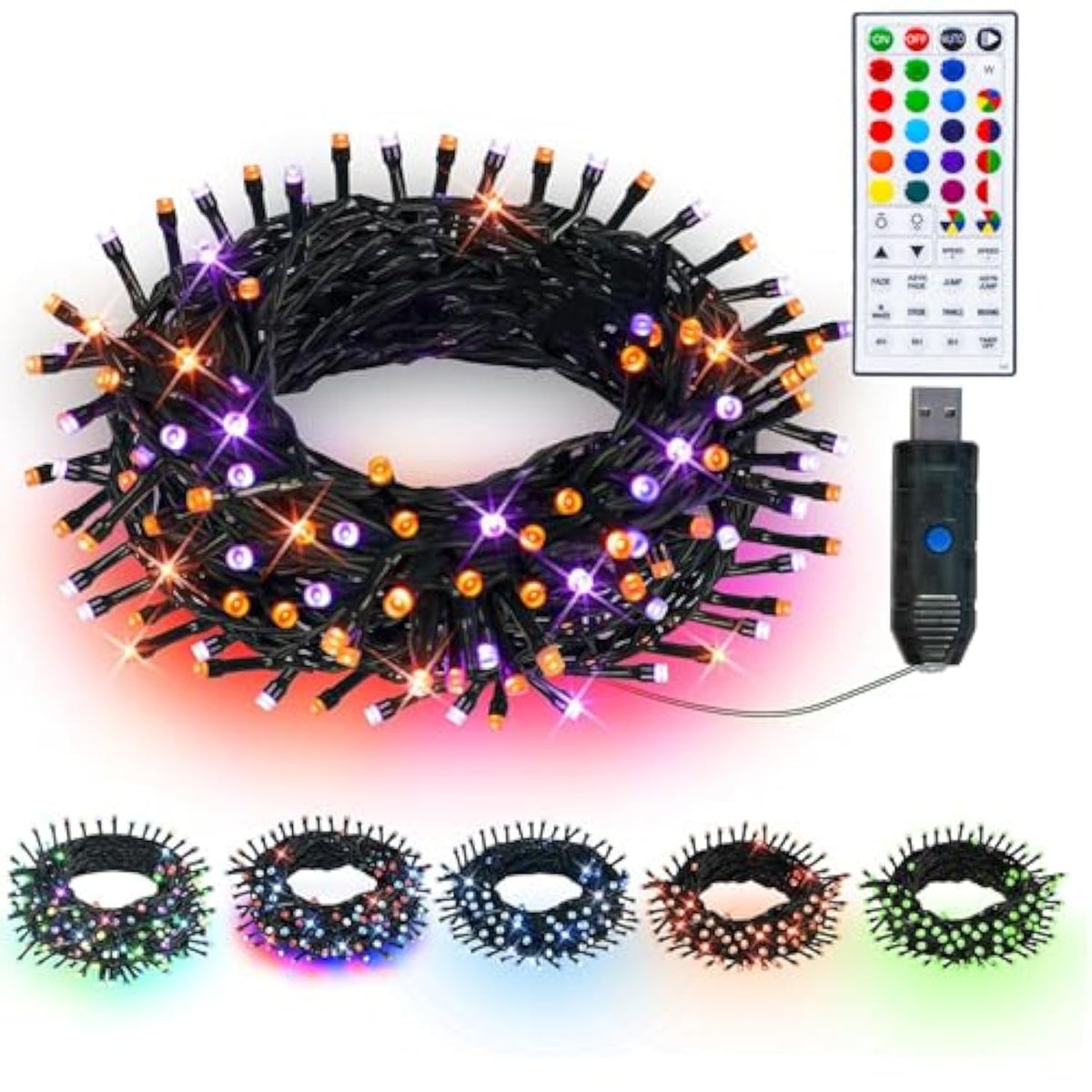 Color Changing Halloween Lights, 33Ft 100 Led Rgb String Lights With Remote & Timer, Usb Powered Fairy Lights For Indoor
