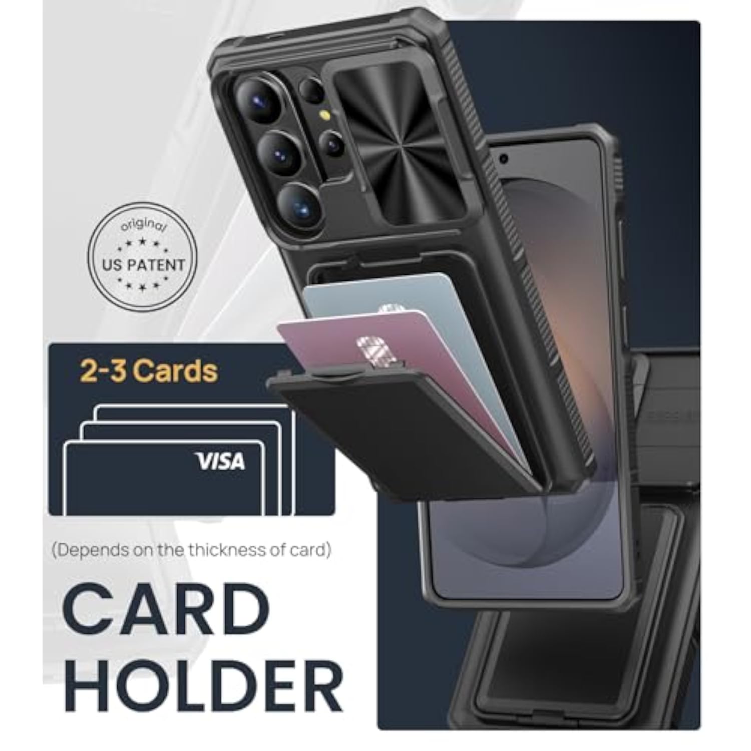 Samsung Galaxy S26 Ultra Case with Card Holder, Black - Premium Protection and Storage