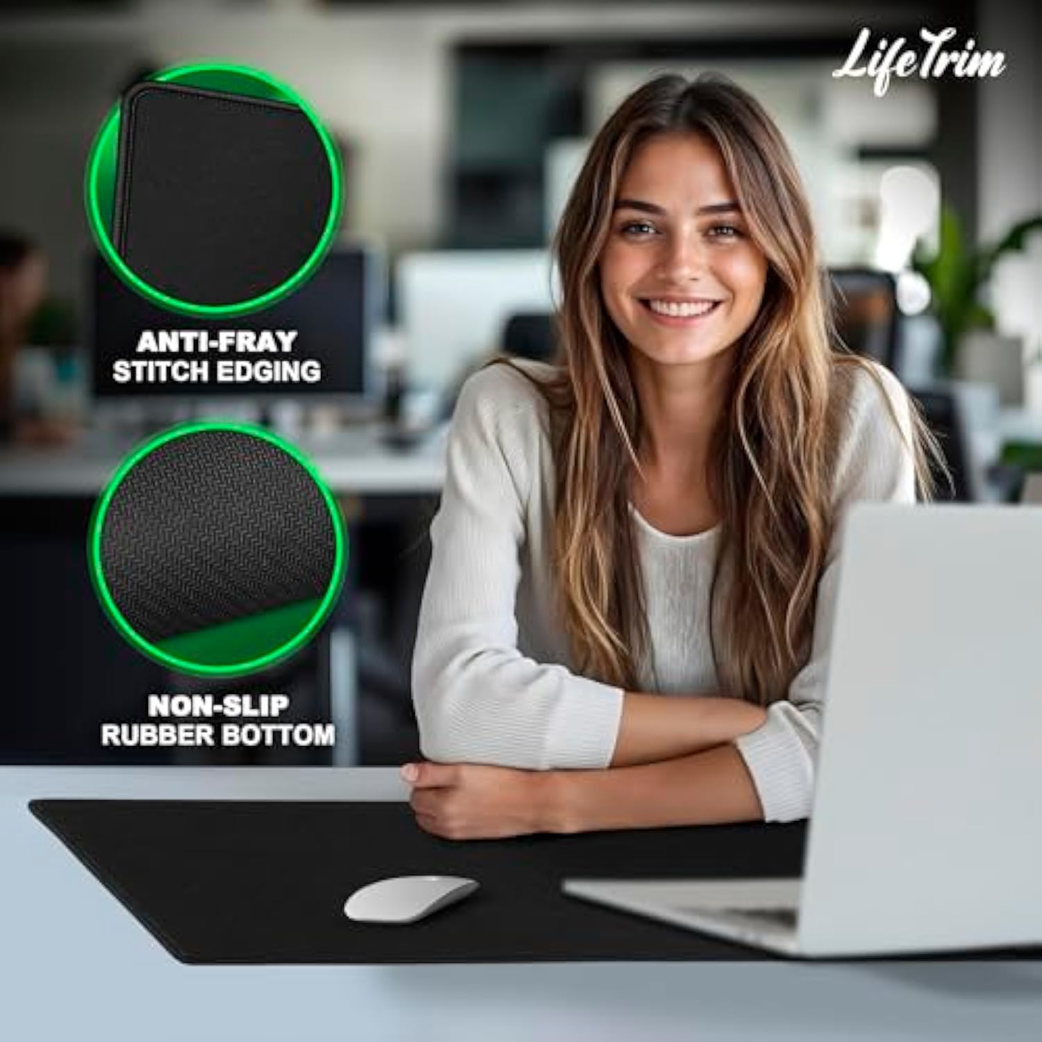 Extra Large Gaming Desk Cover - 36' X 13' Oversized Black Mouse Pad - Thick Desk Protector Mat
