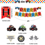 Monster Truck 3Rd Birthday Party Decorations Set - 40 Pcs Banner, Hanging Swirls, Foil & Latex Balloons For 3Rd Birthday Race Car Theme Party Supplies
