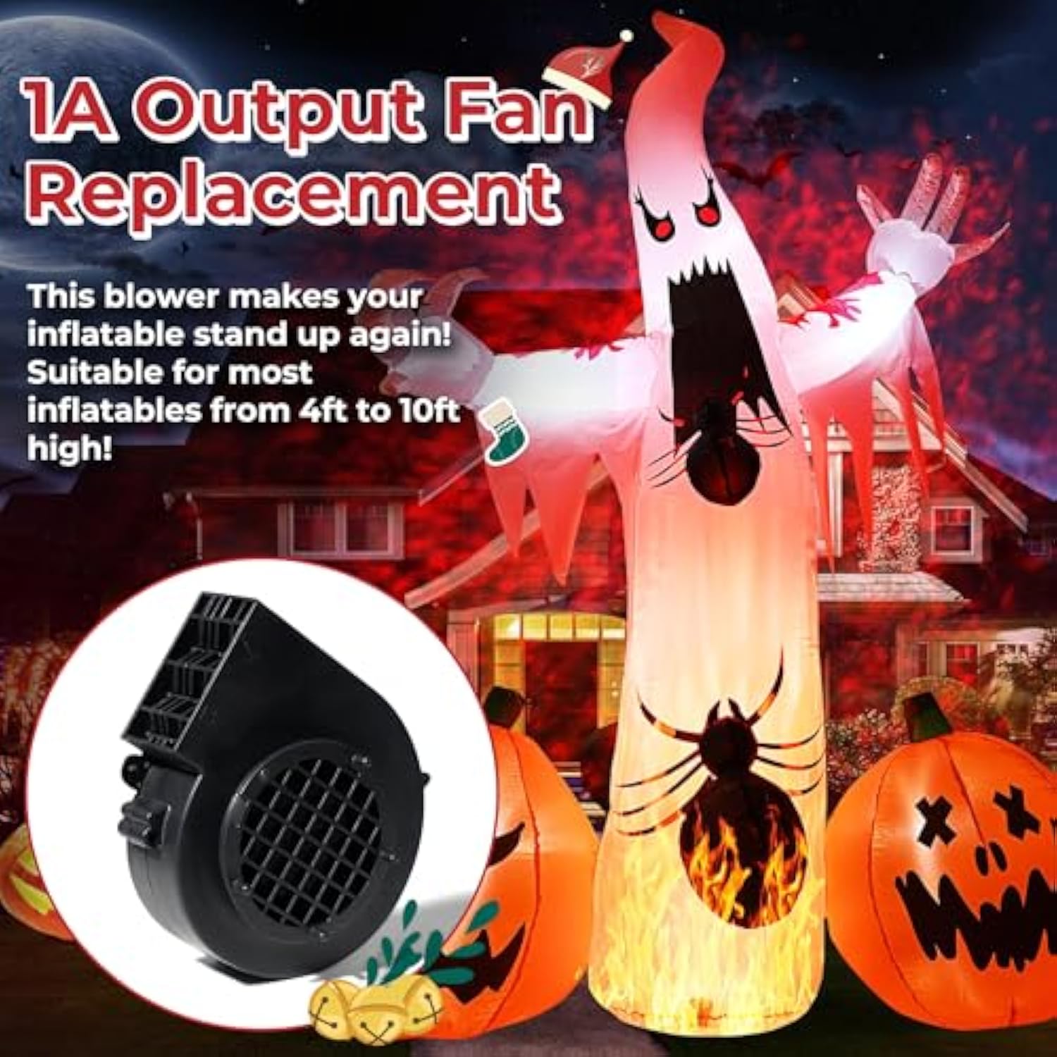 Replacement 1A Blower For Christmas Inflatables, 1.25A Adapter For Christmas Yard Inflatable Blow Up Outdoor Holiday Yar
