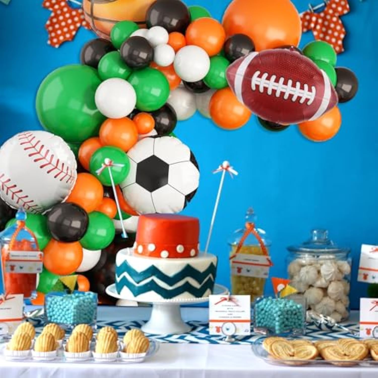 Sports Balloon Garland Kit - White/Green/Black/Orange Theme Decor