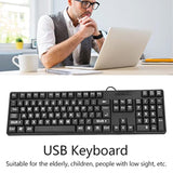 Wired Large Print Keyboard, 104 Keys Large Character Design Plug And Play Usb