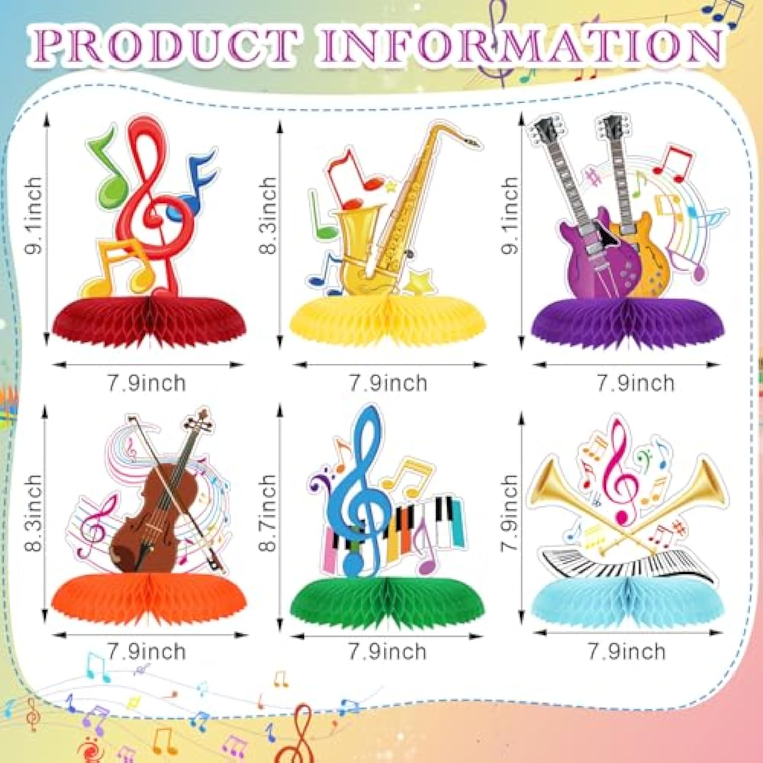 10 Pcs Music Notes Honeycomb Table Centerpiece Music Themed Party Decorations Musical Notes Decor Sing Birthday Party Decorations For Baby Shower Wedding Karaoke Supplies