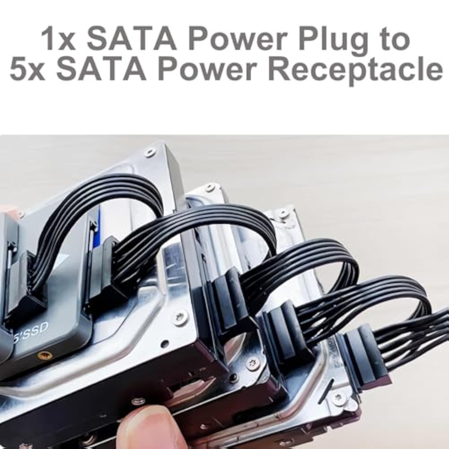 Sata Power Cable 19.7 In (500 Mm) - 15 Pin Sata 1 Male To 5 Female Power Split