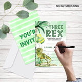 Dinosaur 3Rd Birthday Party Invitations, Three Rex Invitations, Dinosaur Party Supplies Favors For Boys, Birthday Party Decorations, 20 Cards With Envelopes - I08