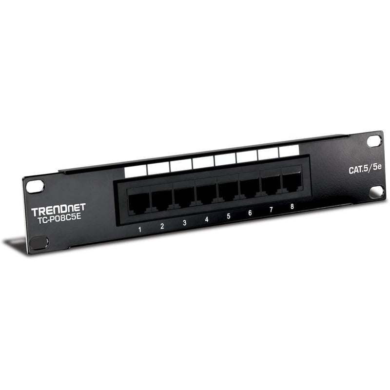 TRENDnet 8 Port Cat5/5e Unshielded Patch Panel,TC-P08C5E,Wallmount or Rackmoun