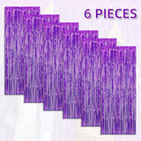 6-Pack Purple Foil Fringe Curtains 3.28x8.2 ft for Party and Photo Booth Decor