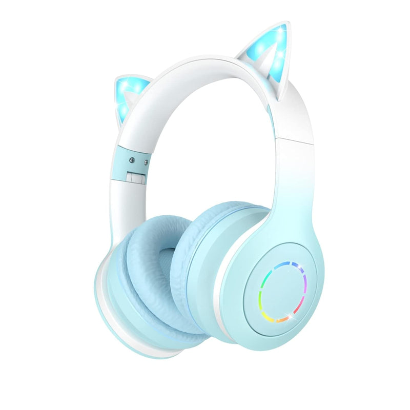 Bluetooth Headphones With Microphone/Rgb Led Light Up, Cat Ear Wireless Headph