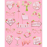 Bridal Shower, Wedding Photo Booth Props - 20 Pieces, Pre-Assembled - Rose Gold Bachelorette Party Decorations, Bride To Be, Miss To Mrs