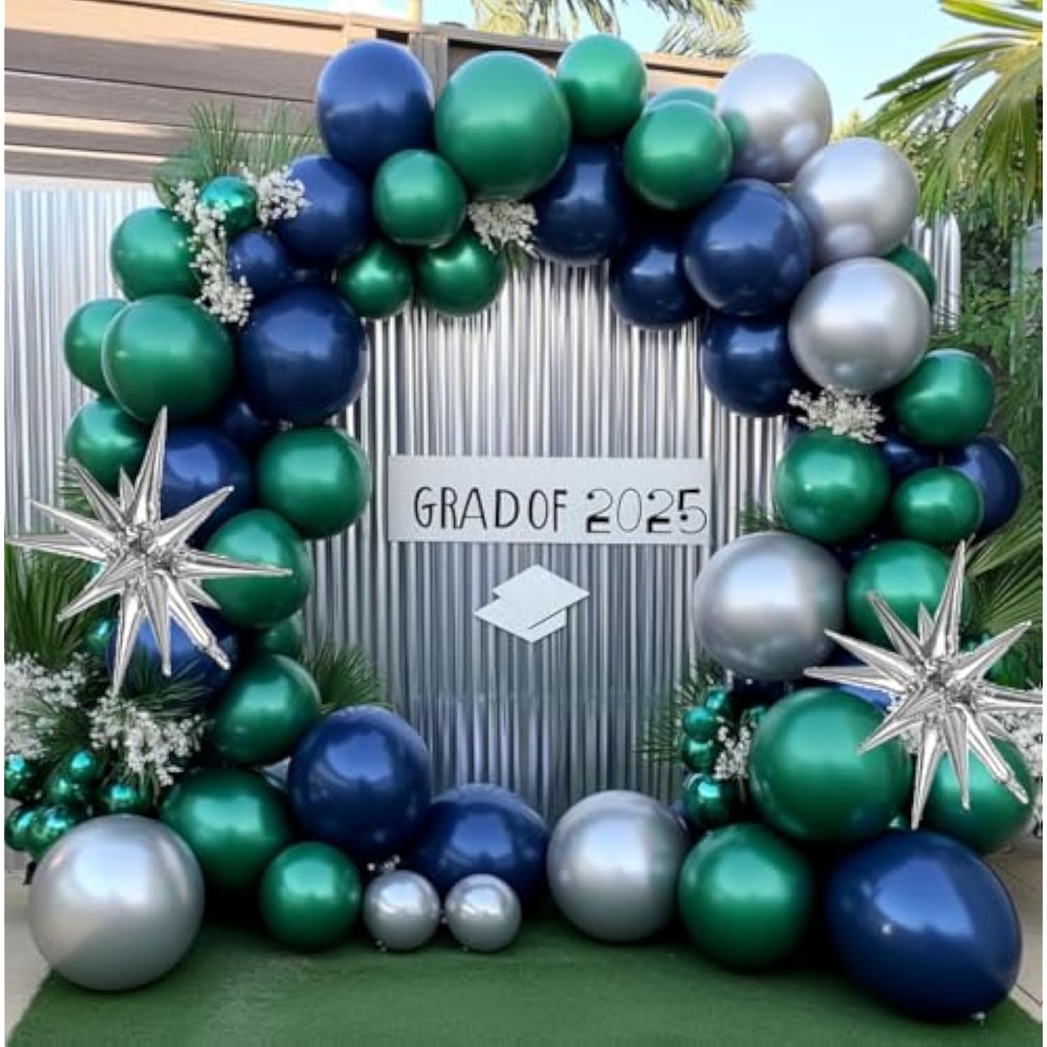 Navy, Green and Silver Balloon Garland Kit Perfect for Parties, Sports & Graduation Decor