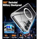 Magnetic For Samsung Galaxy S25 Case Clear [Compatible With Magsafe][Anti-Yellowing][Built-In 4 Airbags][ Grade Protection][Transparent Shockproof Slim] S25 Phone Case (Clear)